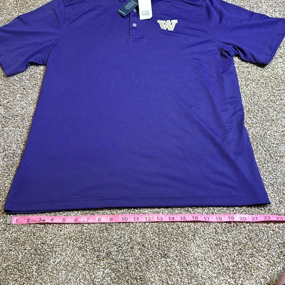 Washington Huskies Cutter & Buck Virtue Eco Pique Recycled Polo - Purple. Size L - Picture 7 of 12